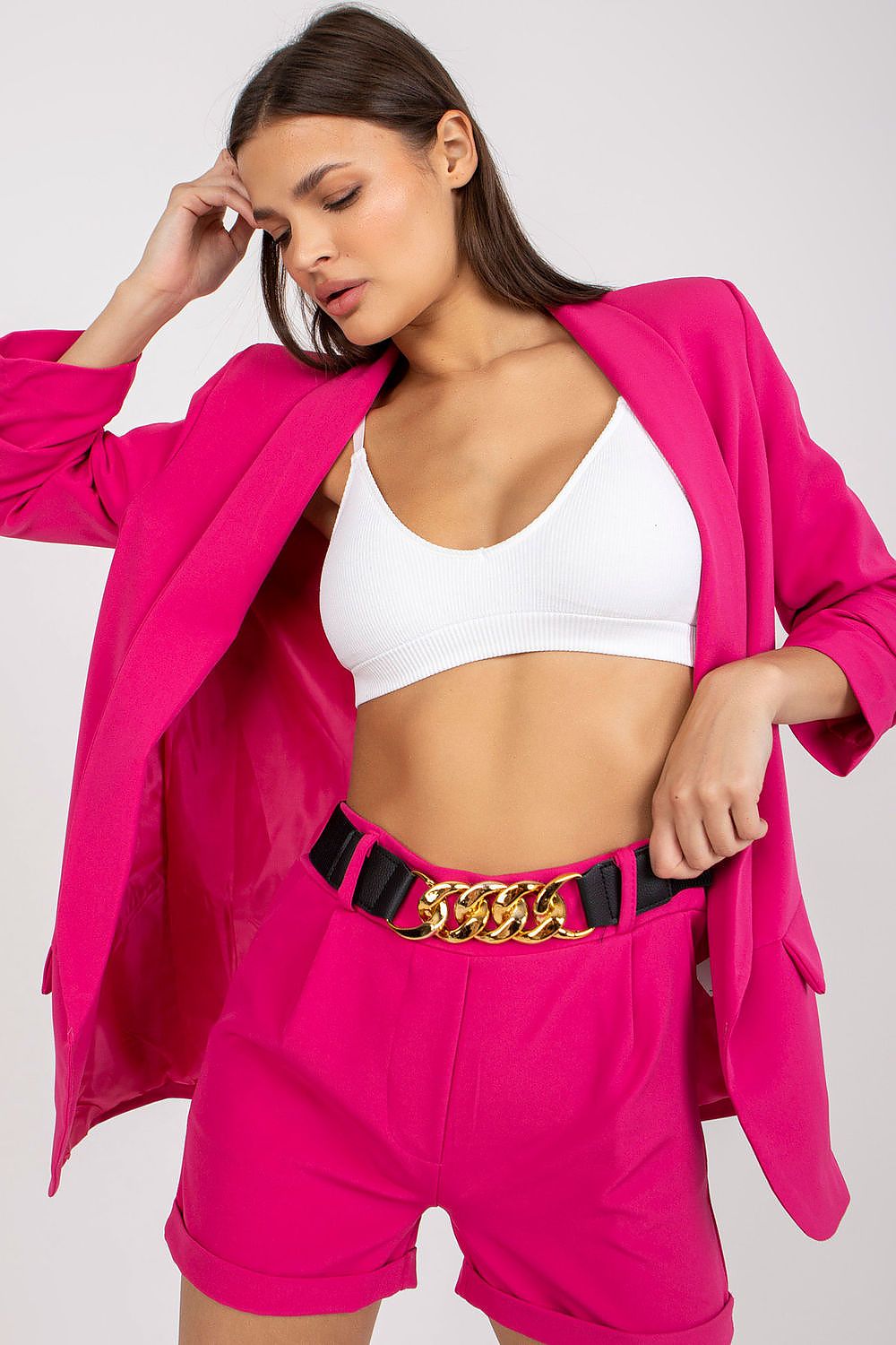 Italy Moda Elegant Jacket & Shorts Co-ord Set pink