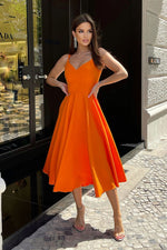 Bicotone Midi Strappy Flared Day Dress orange