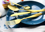 Cutlery Sets Stainless Steel Brushed Gold 16 32 pc Spoon Knife Fork Set Light Glim&Glam