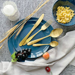 Cutlery Sets Stainless Steel Brushed Gold 16 32 pc Spoon Knife Fork Set Light Glim&Glam
