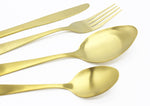 Cutlery Sets Stainless Steel Brushed Gold 16 32 pc Spoon Knife Fork Set Light Glim&Glam
