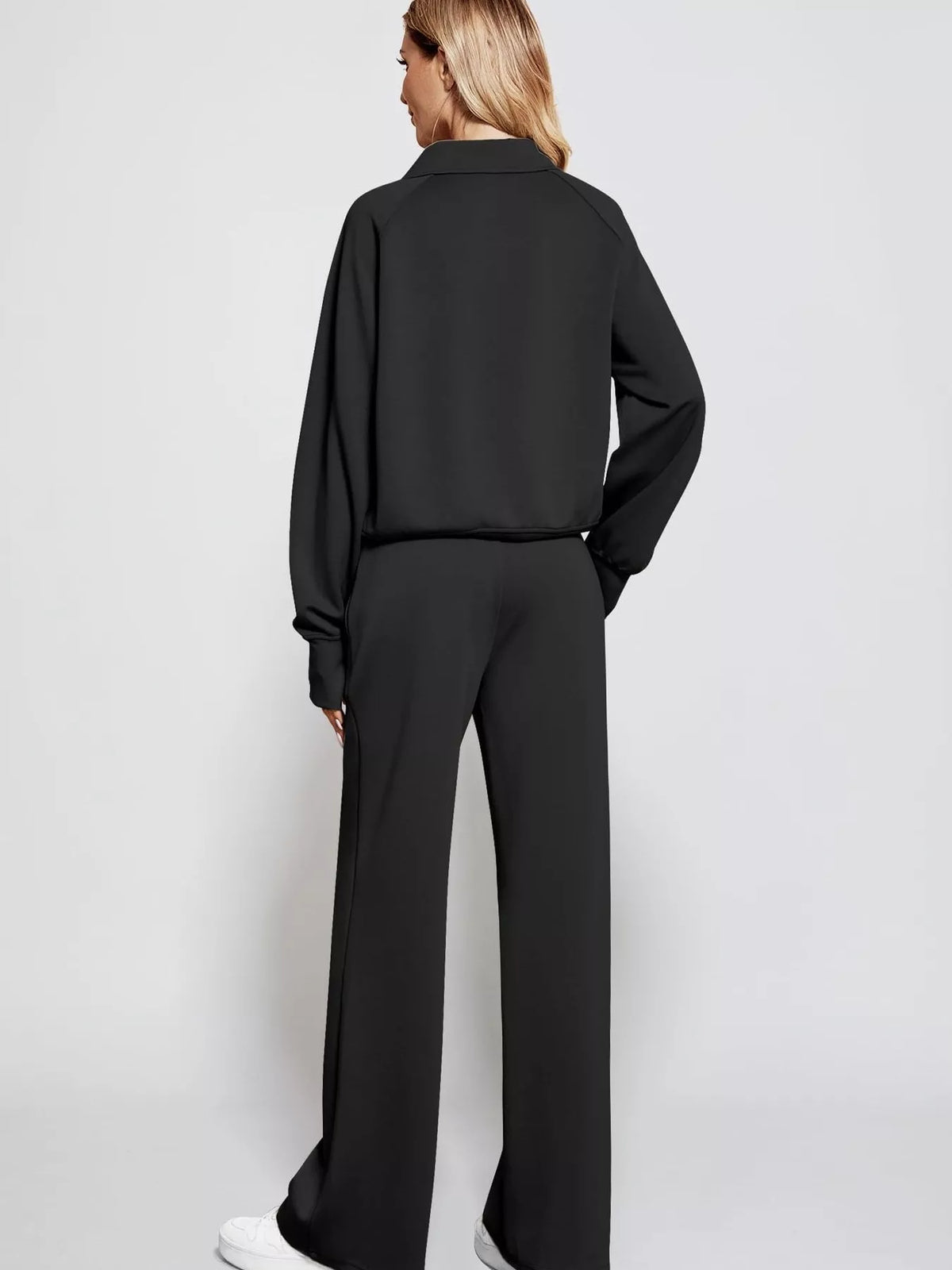 Half-Zip Sweatshirt and Wide-Leg Pants Two-piece Loungewear Set