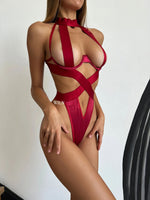 DARE Wine Red Satin Playsuit Wine