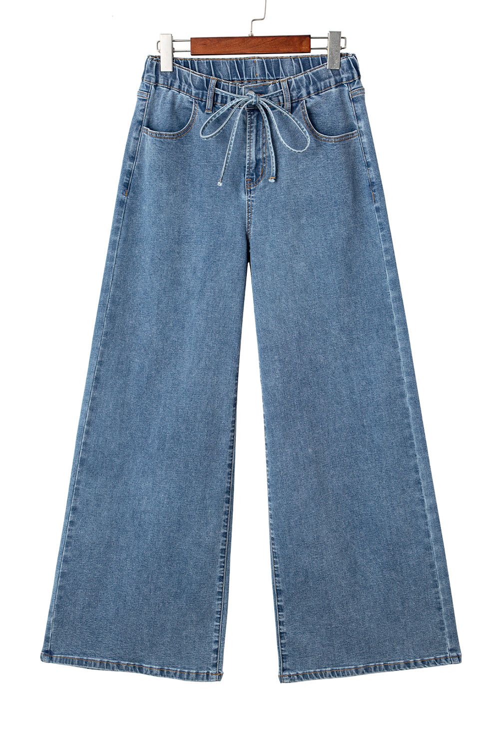 Dusk Blue Medium Wash Super Wide Leg Denim Pants
