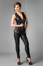 Me Seduce Debby Leather Look Catsuit Black