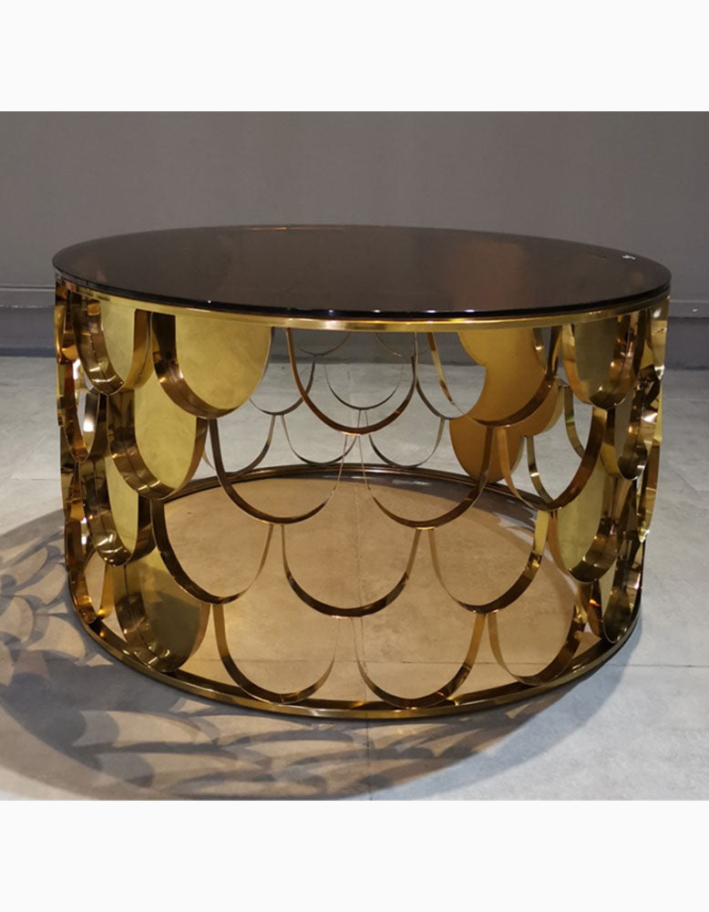 Gold Nesting Coffee Table, Marble