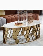 Gold Nesting Coffee Table, Marble