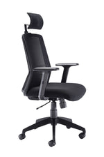 Denali High Back Black Mesh Chair With Headrest