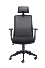 Denali High Back Black Mesh Chair With Headrest