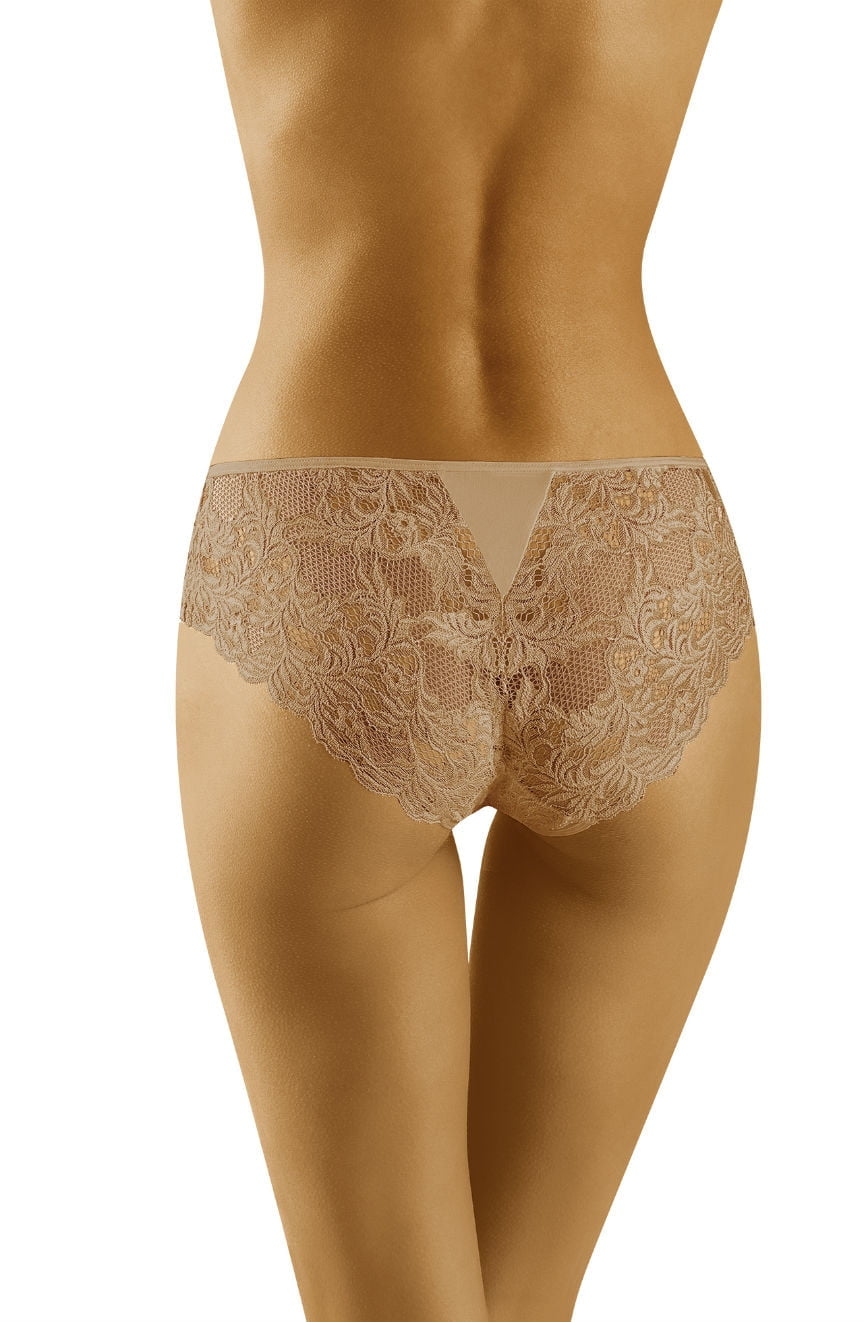 Wolbar Deva Full Floral Lace Briefs Beige