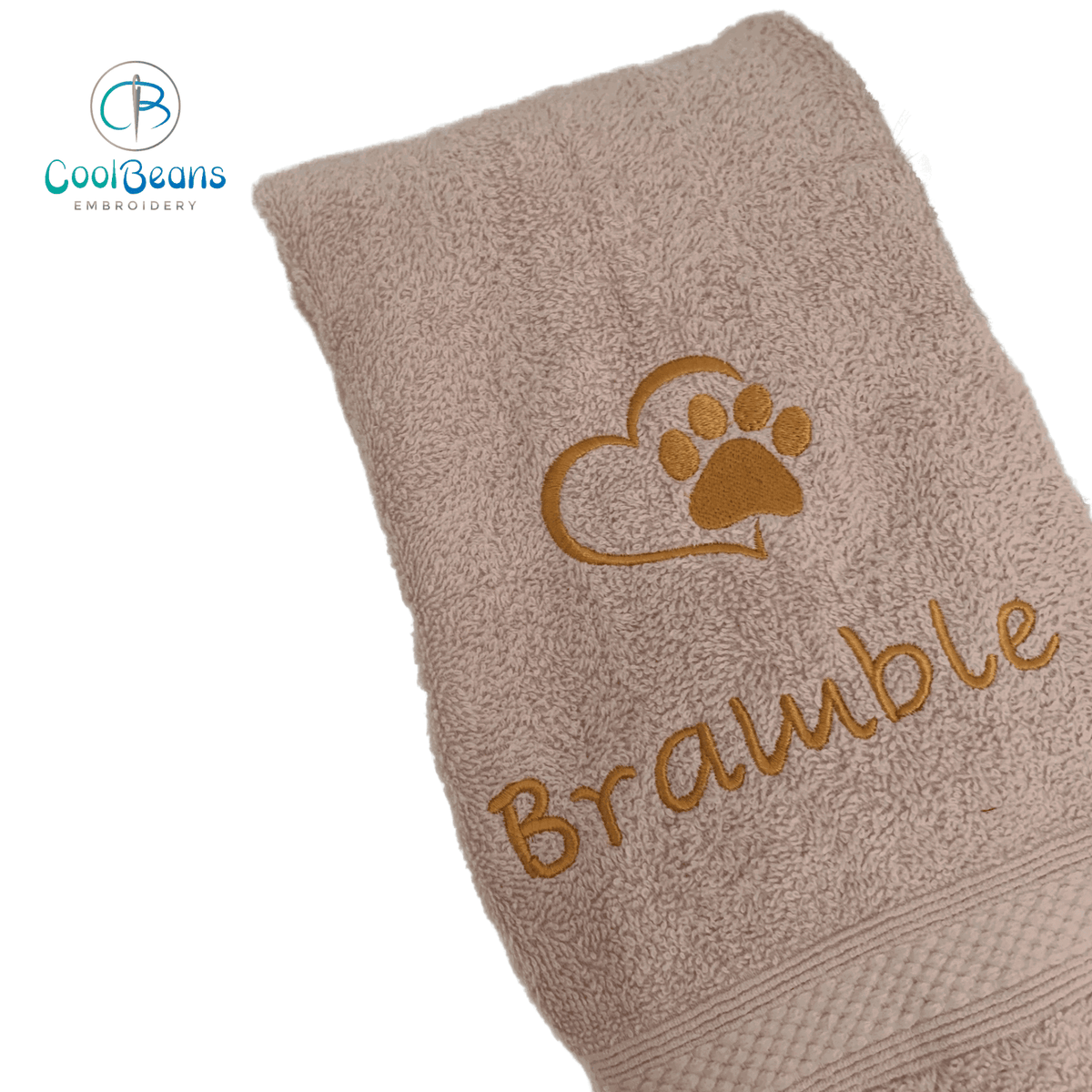 Dog Towels - Paw in Heart - Personalised DUSKY PINK