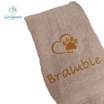 Dog Towels - Paw in Heart - Personalised DUSKY PINK