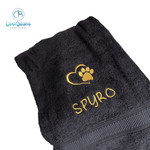Dog Towels - Paw in Heart - Personalised BLACK