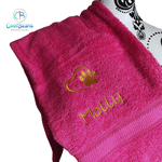 Dog Towels - Paw in Heart - Personalised HOT PINK