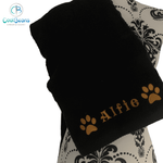 Dog Towels - Paws Side - Personalised - Font B BLACK