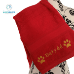 Dog Towels - Paws Side - Personalised - Font B RED