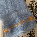 Dog Towels - Paws Side - Personalised - Font B COBALT BLUE