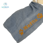 Dog Towels - Paws Side - Personalised - Font B COBALT BLUE 30cm x 30cm (FACE CLOTH)