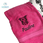 Dog Towels - Staffordshire Bull Terrier - Personalised HOT PINK