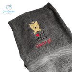 Dog Towels - Yorkshire Terrier - Personalised CHARCOAL