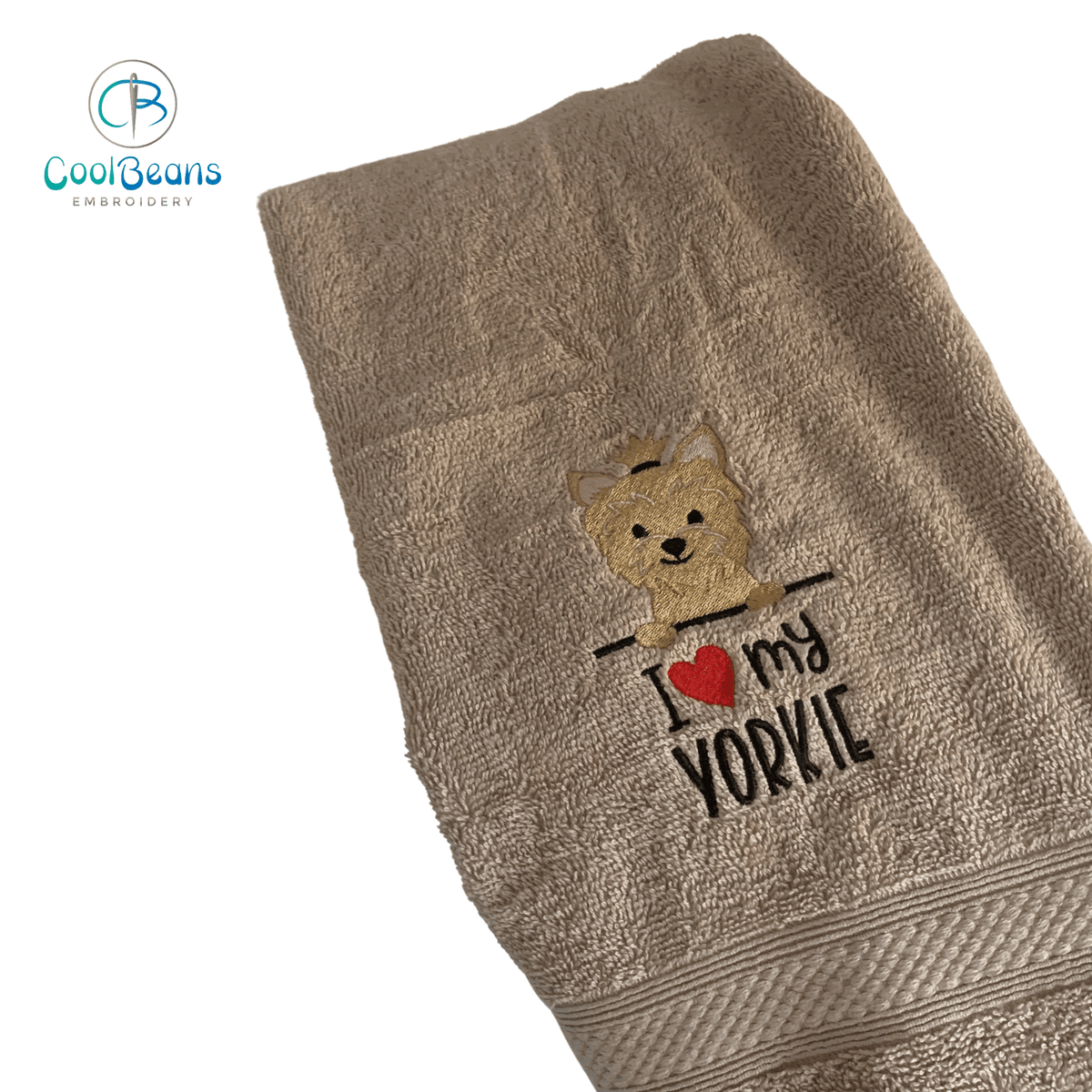 Dog Towels - Yorkshire Terrier - Personalised LATTE