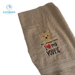Dog Towels - Yorkshire Terrier - Personalised LATTE