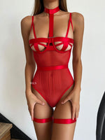DOMINATRIX Red Dominatrix-style Bandage Playsuit Red