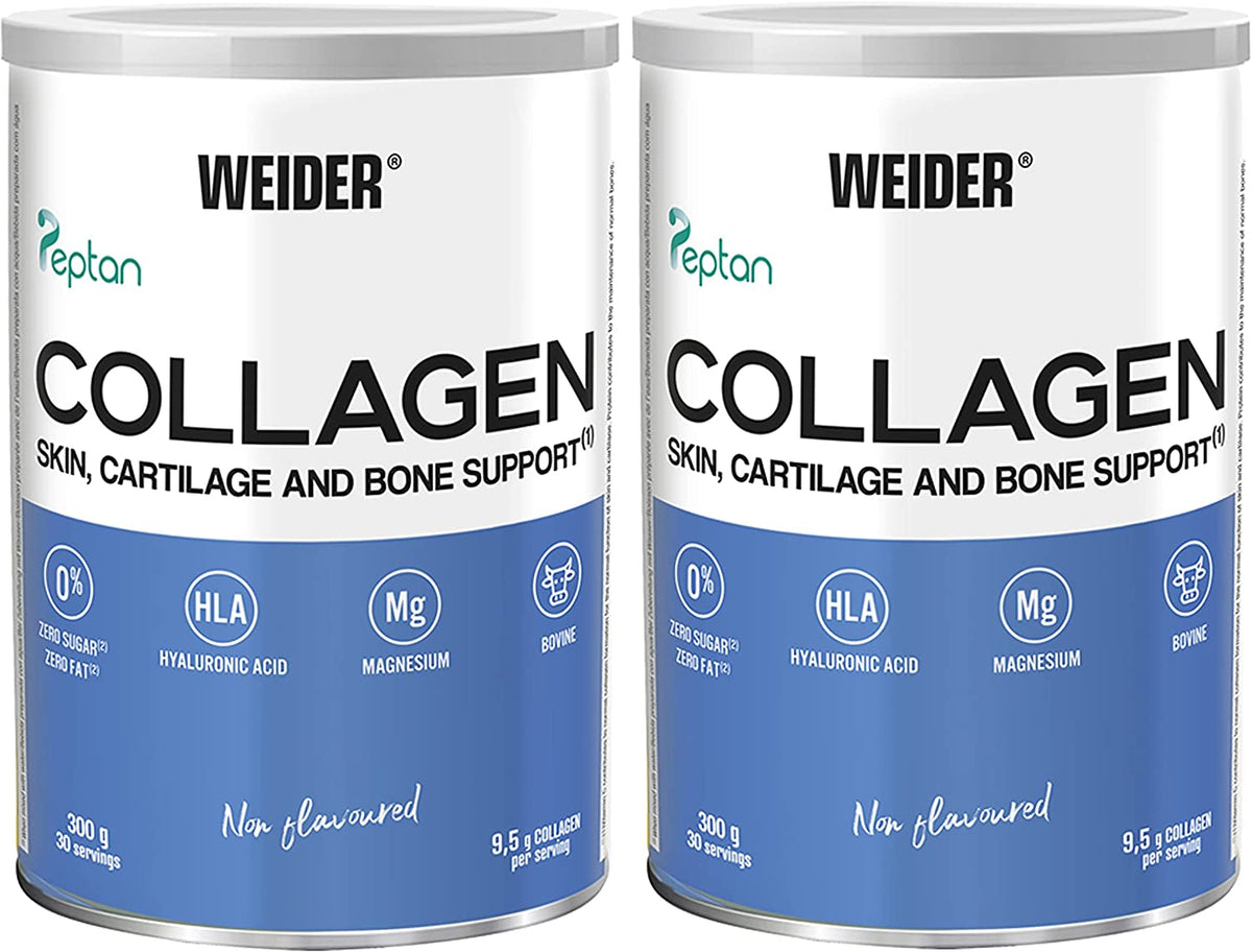 Weider Collagen Peptide Powder, Hyaluronic Acid 300g 30 days Supply 2 Tin