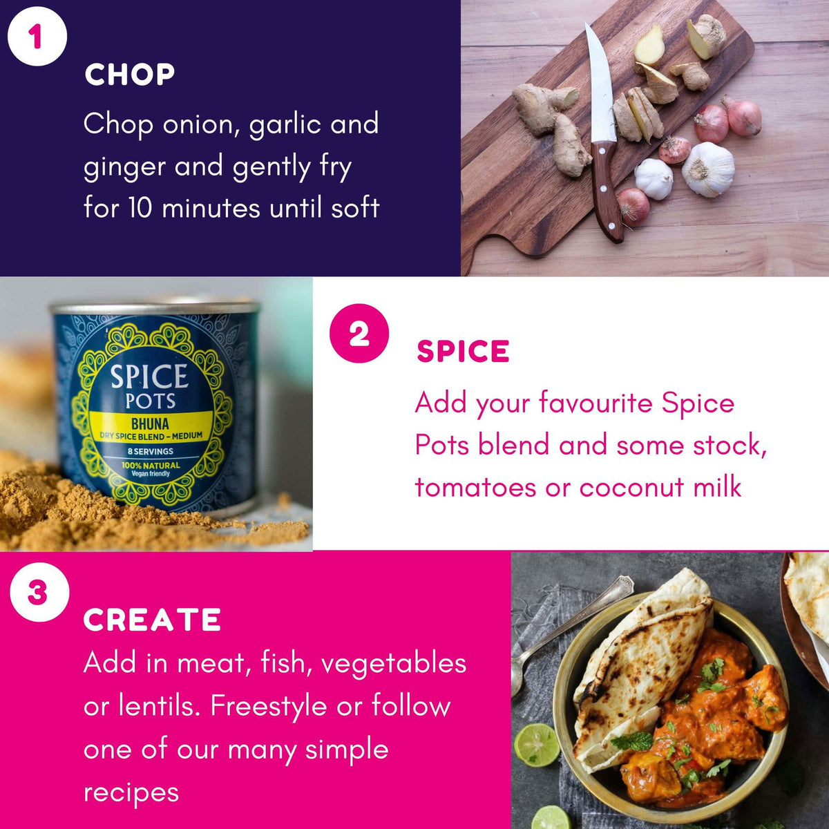 Spice Pots Easy Curry Night Kit with 8 Curry Recipes