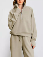 Half-Zip Sweatshirt and Wide-Leg Pants Two-piece Loungewear Set