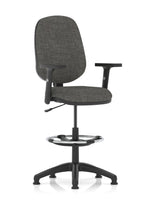 Eclipse Plus I Medium Back Task Operator Office Chair with Hi Rise Draughtsman Kit Blue Fabric With Height Adjustable Arms