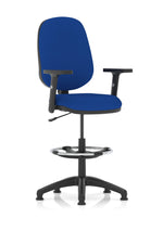 Eclipse Plus I Medium Back Task Operator Office Chair with Hi Rise Draughtsman Kit Bespoke Stevia Blue With Height Adjustable Arms