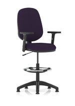Eclipse Plus I Medium Back Task Operator Office Chair with Hi Rise Draughtsman Kit Bespoke Tansy Purple With Height Adjustable Arms