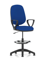 Eclipse Plus I Medium Back Task Operator Office Chair with Hi Rise Draughtsman Kit Bespoke Stevia Blue With Loop Arms