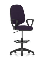 Eclipse Plus I Medium Back Task Operator Office Chair with Hi Rise Draughtsman Kit Bespoke Tansy Purple With Loop Arms