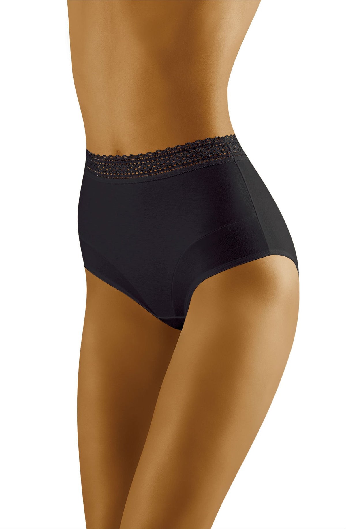 Wolbar Eco-Go Lace Trim High Waist Briefs Black