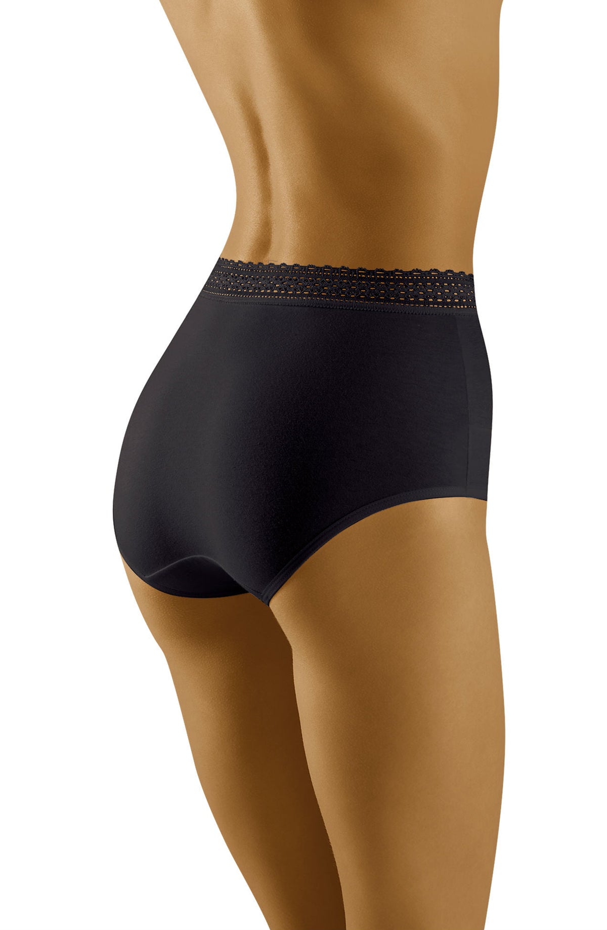 Wolbar Eco-Go Lace Trim High Waist Briefs Black