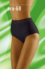 Wolbar Eco-Go Lace Trim High Waist Briefs Black