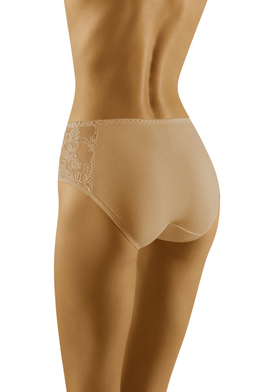 Wolbar Eco-Vu Cotton Full Briefs Lace Inserts Beige