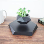 Floating Magnetic Levitating Flower Pot - Hexagonal Bonsai Air Plant Planter Gift Black