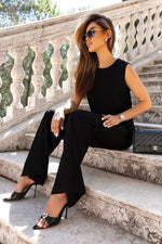 IVON Elegant 2 Piece Trouser & Top Co-ord Set Black