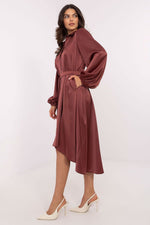 Elegant Belted Shirt Cocktail Evening Long Dress | Lakerta