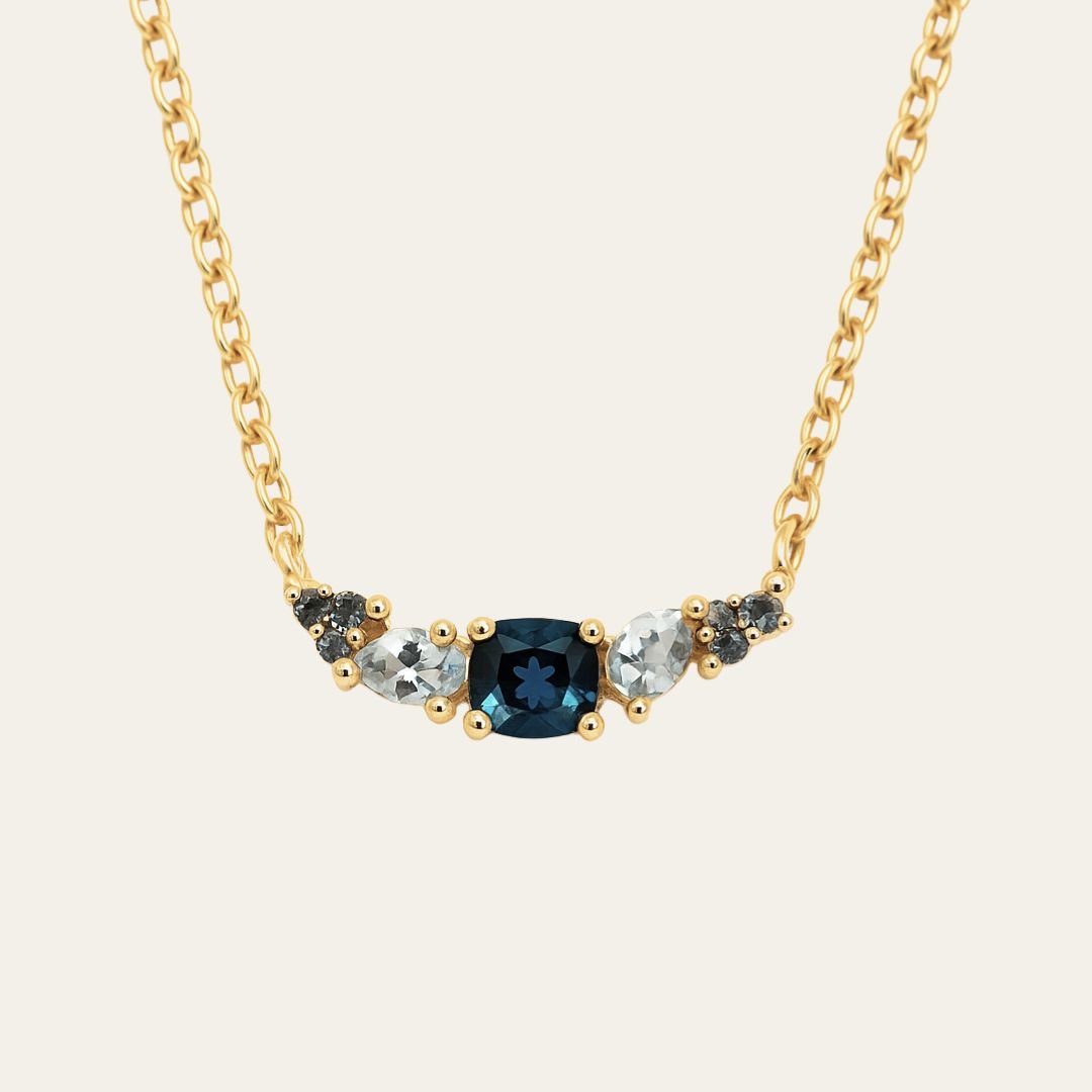Dainty London Elegant Topaz Cluster Gold Necklace - Zaria