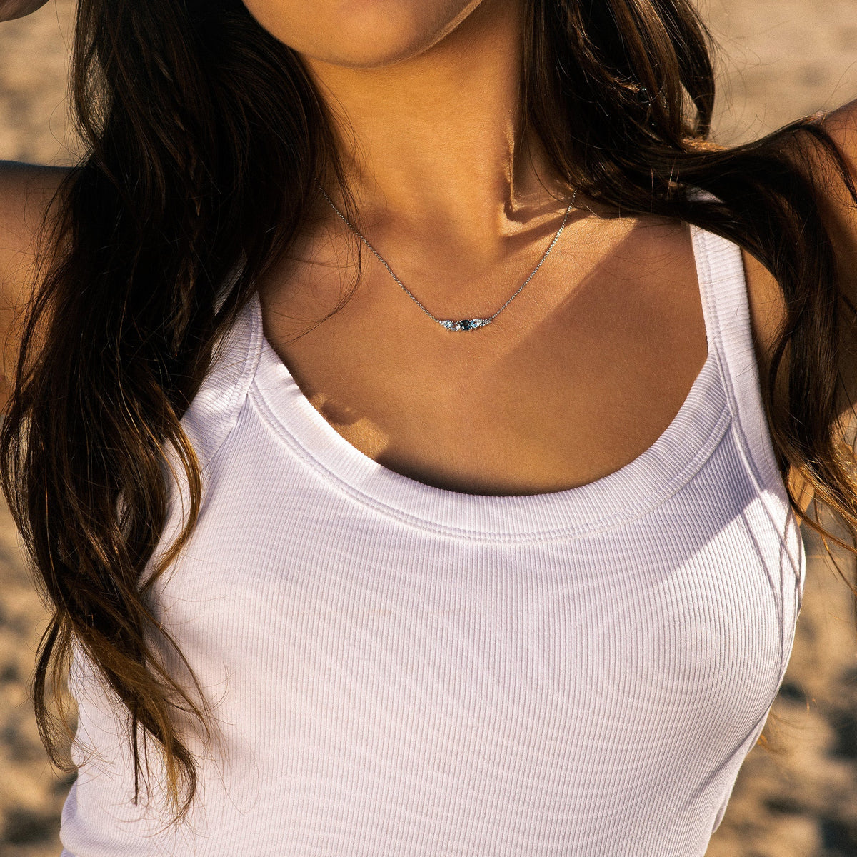 Dainty London Elegant Topaz Cluster Silver Necklace - Zaria