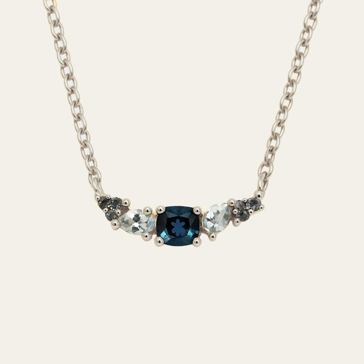 Dainty London Elegant Topaz Cluster Silver Necklace - Zaria
