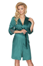 Irall Emerald Satin Dressing Gown Green