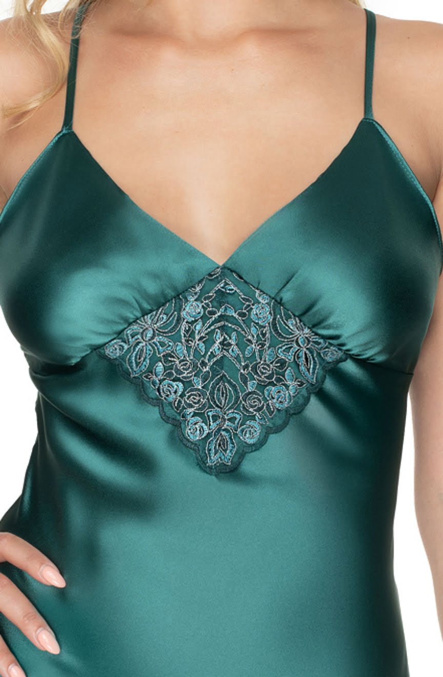 Irall Emerald III Satin Nightdress Dark Green