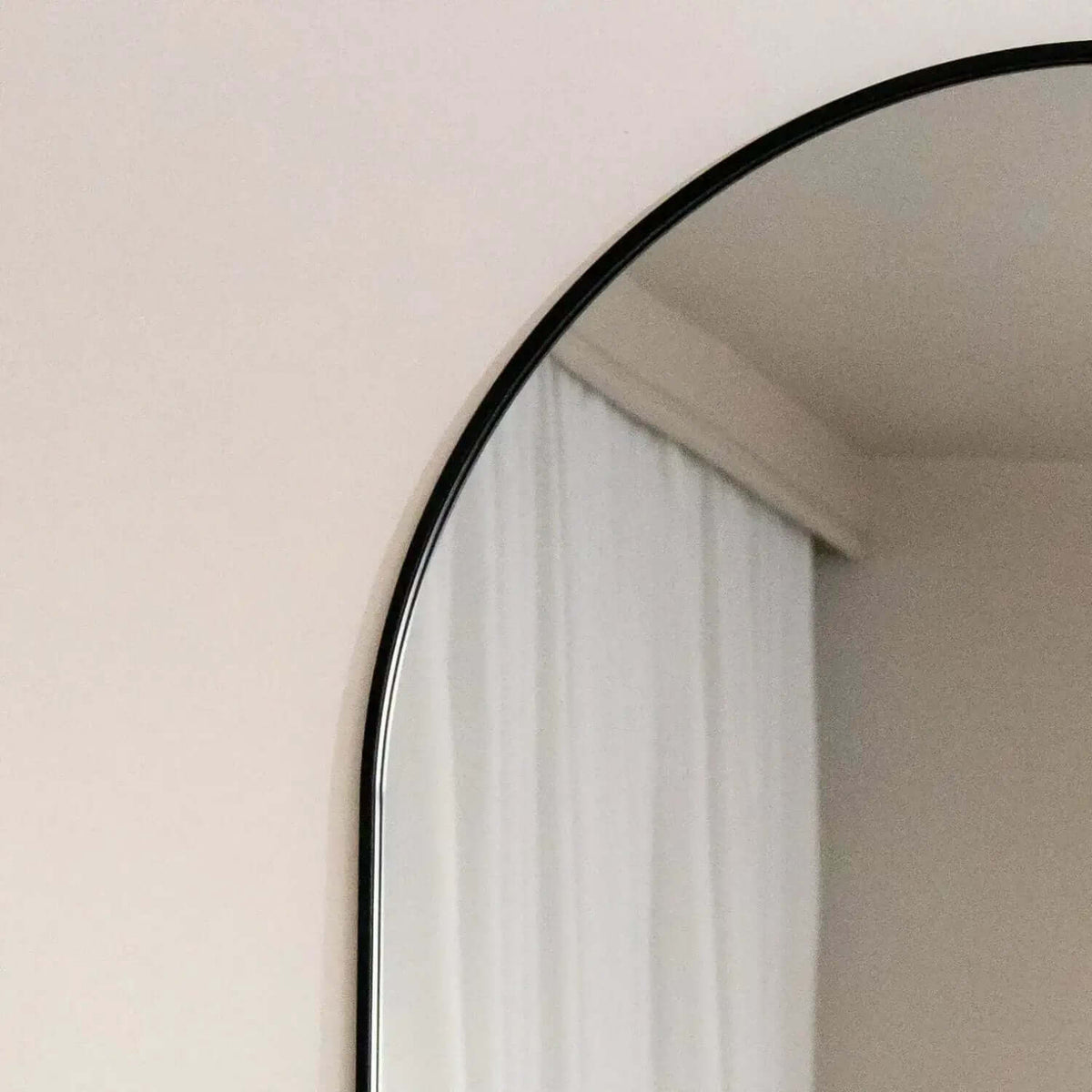 Emi - Full Length Black Metal Runway Oval Mirror - 150cm x 60cm