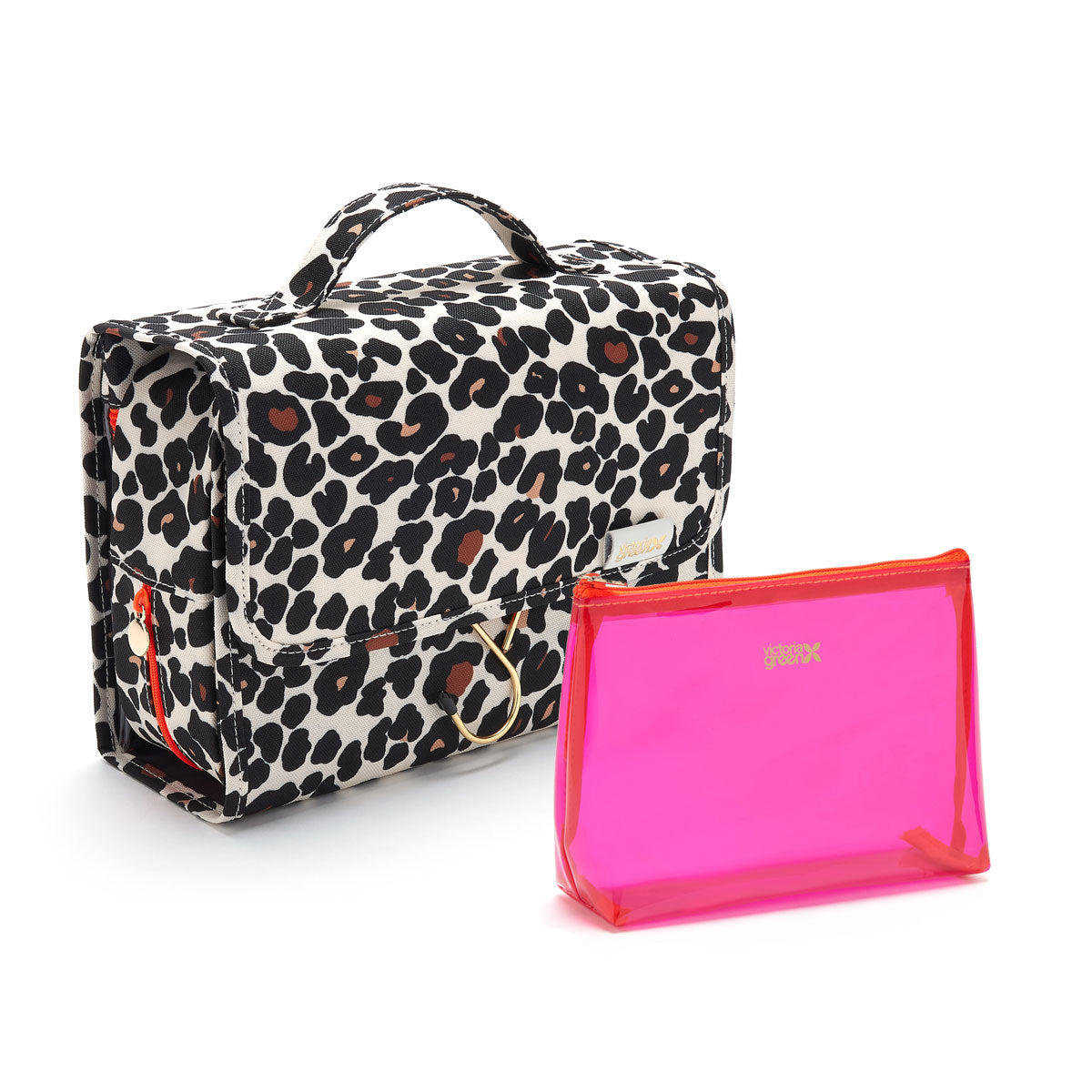 'Emma' 3 in 1 Hanging Wash Bag in Leopard Tan