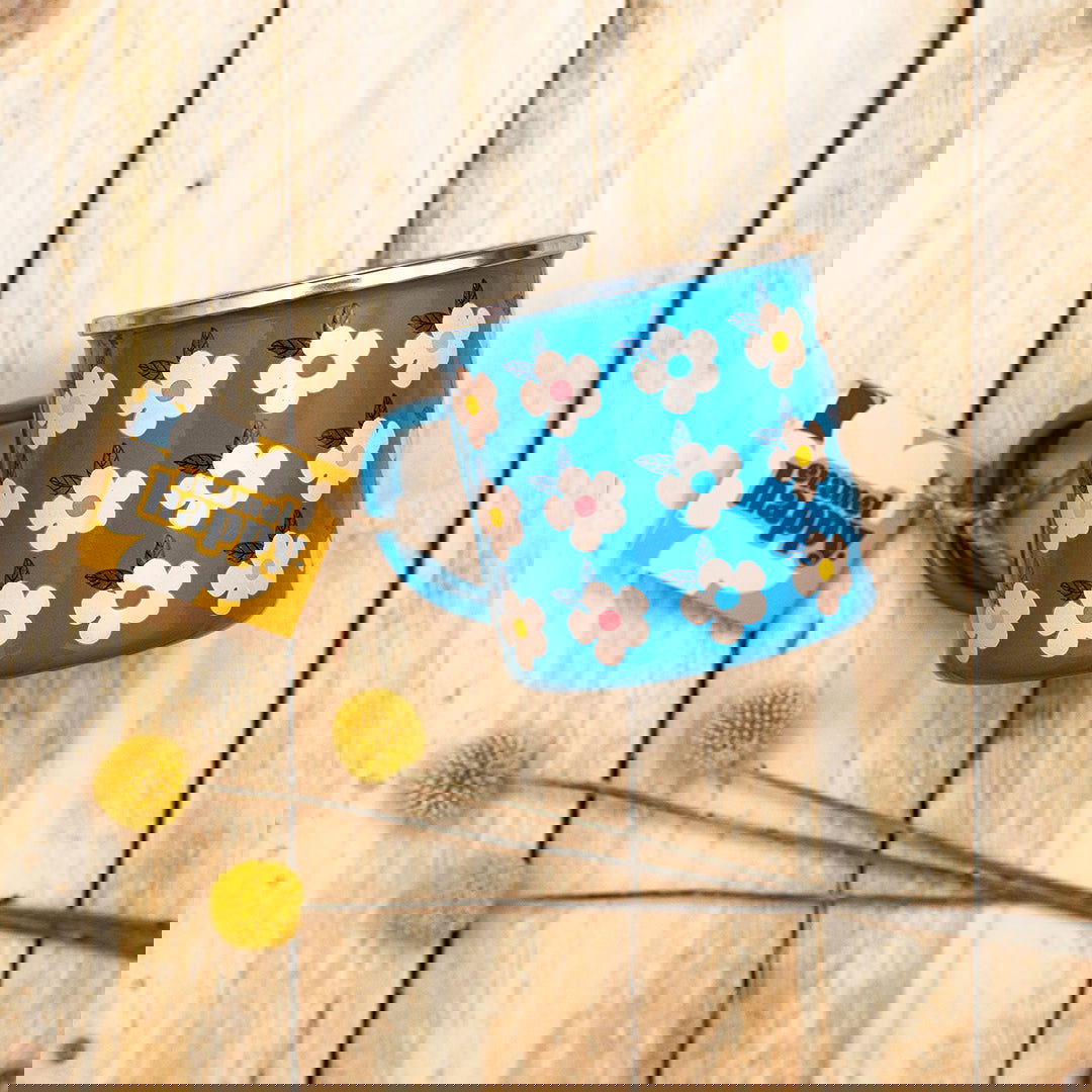 Enamel Mug & Coaster Set - Ocean Blue Matching - Enamelhappy